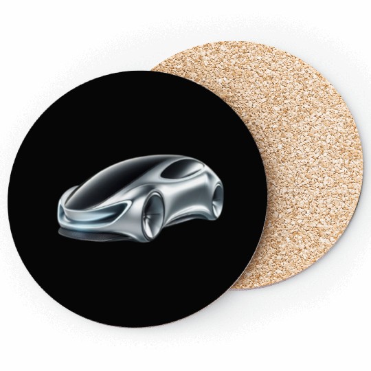 Silver and Black Futuristic Car Coasters