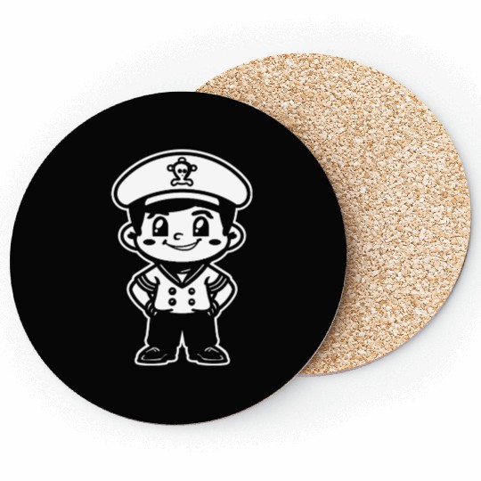 Little Sailing Captain Cartoon Look Coasters