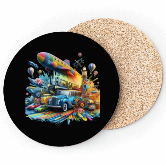 Multi-Colored Vehicles Coasters