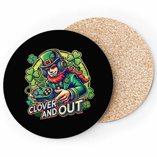 Clover And Out St. Patricks Day Gaming Design Coasters