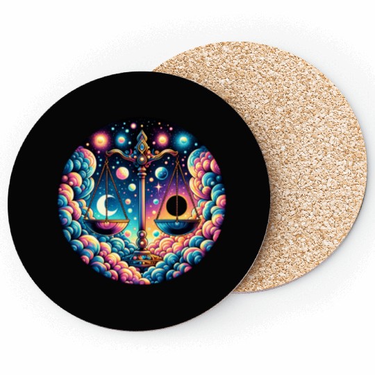 Libra - Celestial Scales of Balance Coasters