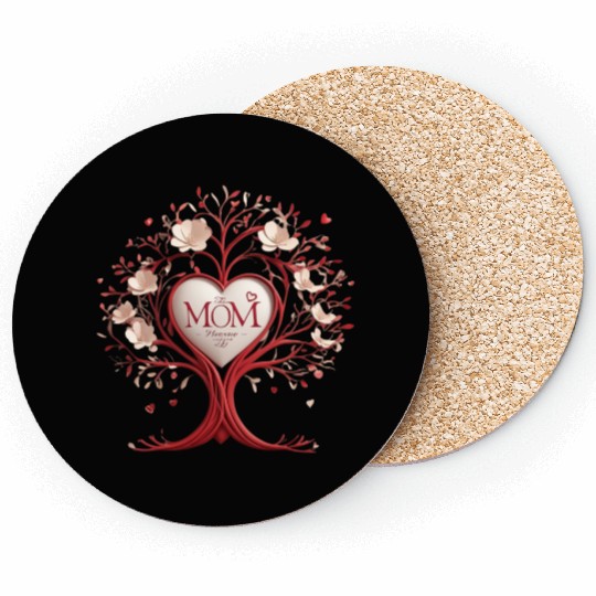3D Heart Family Tree - Mom, the Heartbeat of Life Coasters