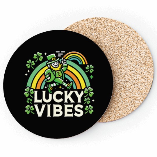 St. Patrick's Day Lucky Vibes Rainbow Coasters