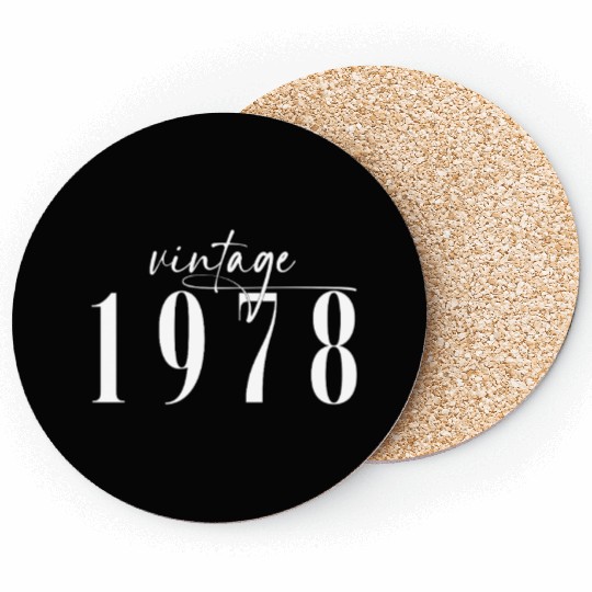 Vintage 1978 Elegant Minimalist Birthday Coasters