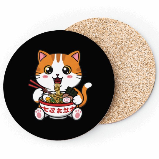 Kawaii Ramen Cat Coasters