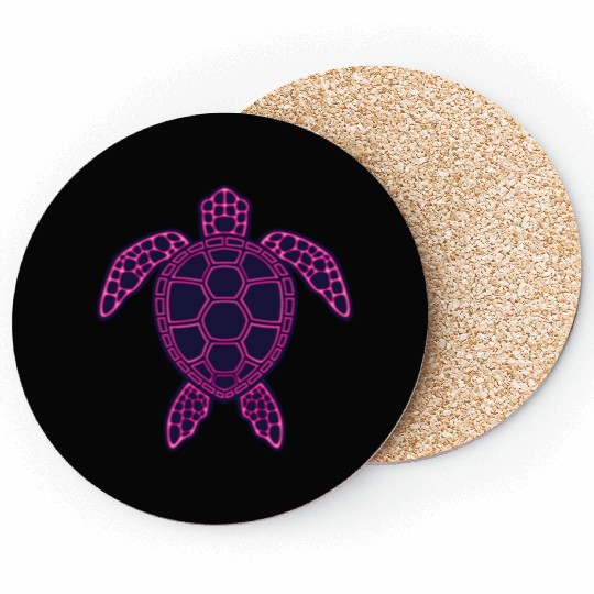 Hot Pink Neon Lava Sea Turtle Design Coasters