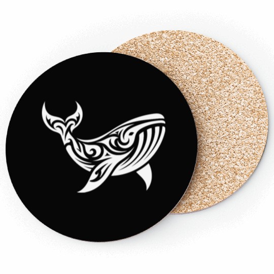 Elegant Giant Whale T Tattoo Style Coasters