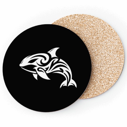 Sleek Elegant Orca T Tattoo Style Coasters
