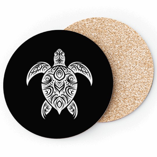 Mystical Turtle With Tribal Elements Coasters