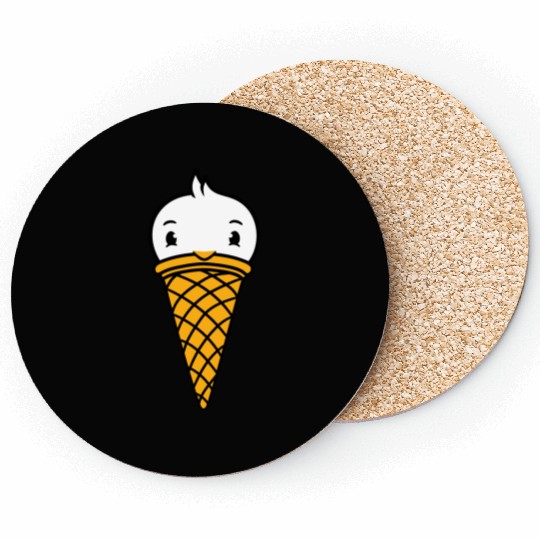 Bird Ice Cream Waffle Scoops Summer Yummy eating Coasters