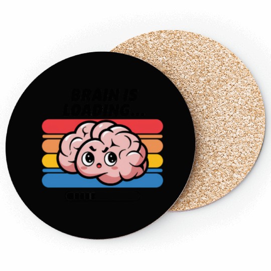 Brain Is Loading Cute Retro Brain Coasters