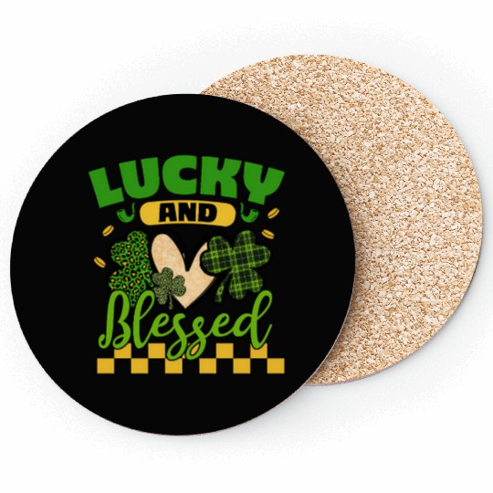 Lucky And Blessed Day Lucky Heart Coasters