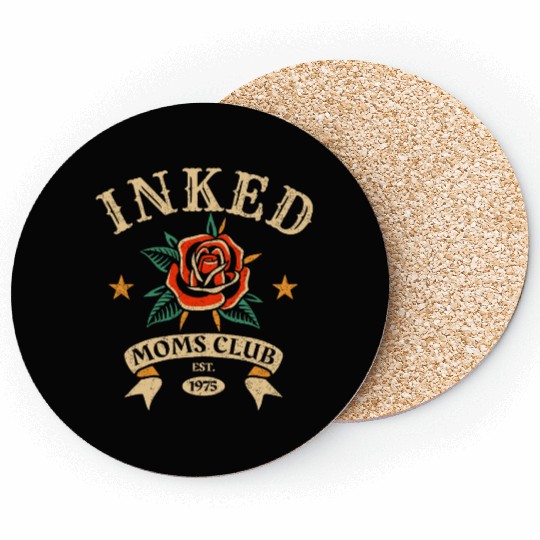 Inked Moms Club – Tattoo Rose Emblem Coasters