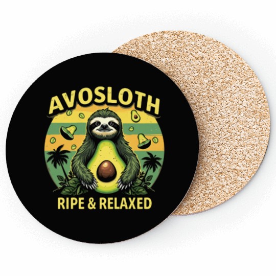 Funny Avocado Sloth Hybrid Avosloth Retro Vintage Coasters