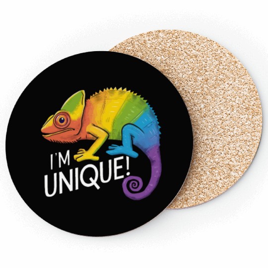 Rainbow Chameleon - "I'm Unique!" Colorful Animal Coasters