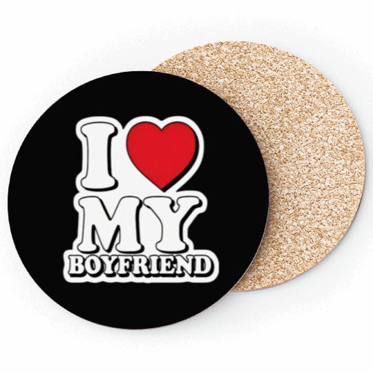 "I Love My Boyfriend" graphic design Coasters