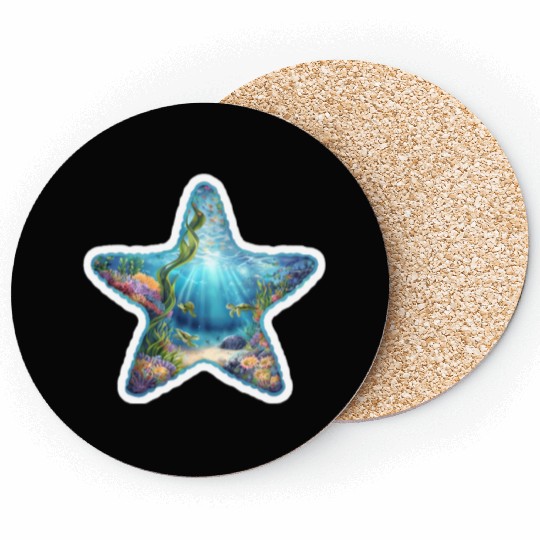 Vibrant Starfish Illustration Coasters