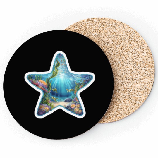 Vibrant Starfish Illustration Coasters