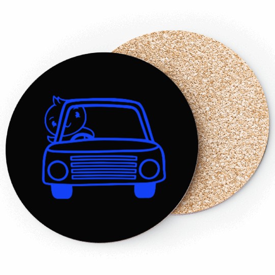 Duck Car Driver Fast Vehicle Greeting Waving Cute Coasters