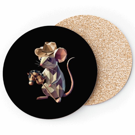 Cowboy Mouse with Hobby Horse Coasters