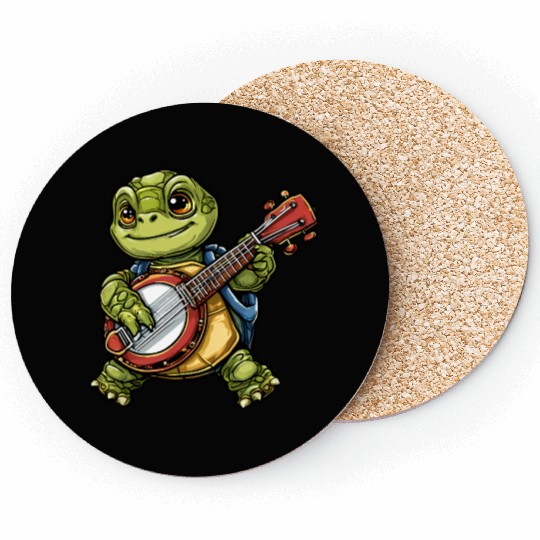 Turtle with a Guitar Coasters