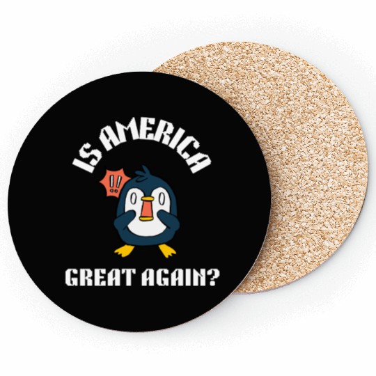 Funny no tariffs penguin Coasters