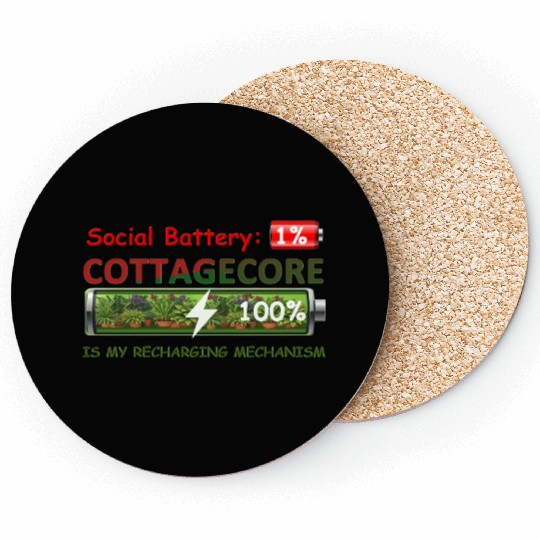 Social Battery 1%, Cottagecore Recharging Mehanism Coasters