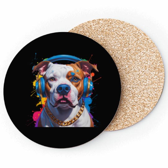 Hip-Hop Pit Bull – Urban Style Pop Art Portrait Coasters