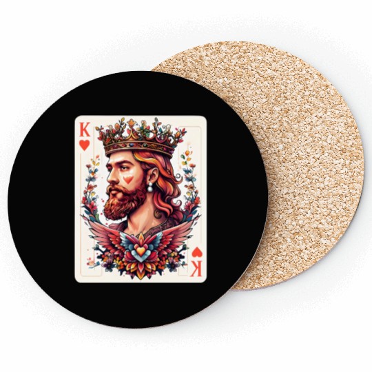 King of Hearts Card Illustration Coasters