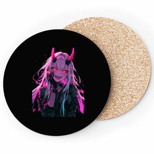 Anime Demon Girl Kawaii Waifu Japanese Anime Coasters