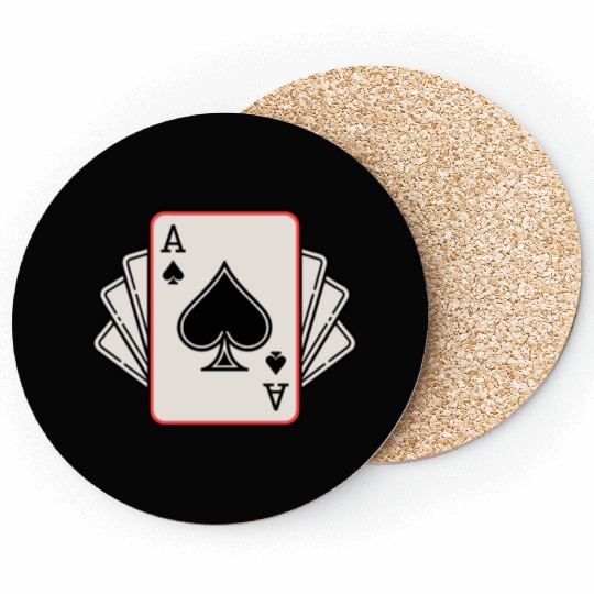Ace of Spades Playing Cards Hand Coasters