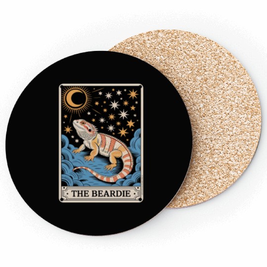 The Beardie Tarot Card Pogona Reptile Lover Coasters