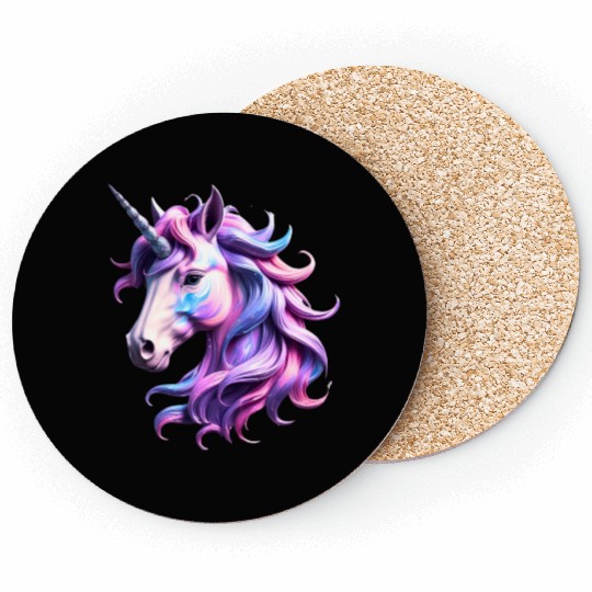 Magical Rainbow Unicorn Illustration Coasters