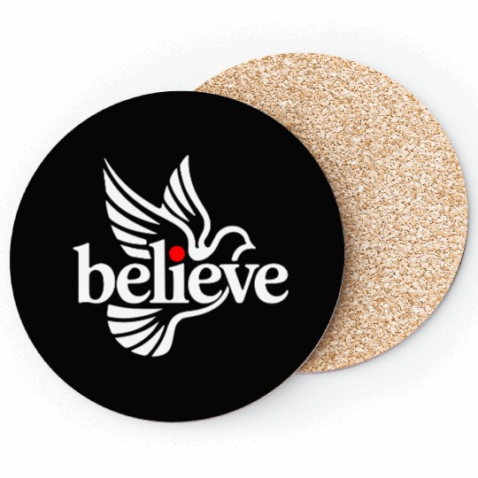 Believe white Coasters