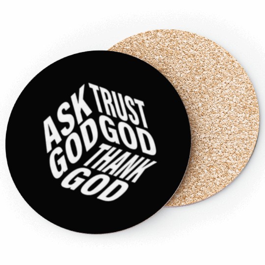 Ask Trust Thank God | 3D Faith-Inspired Typograph Coasters