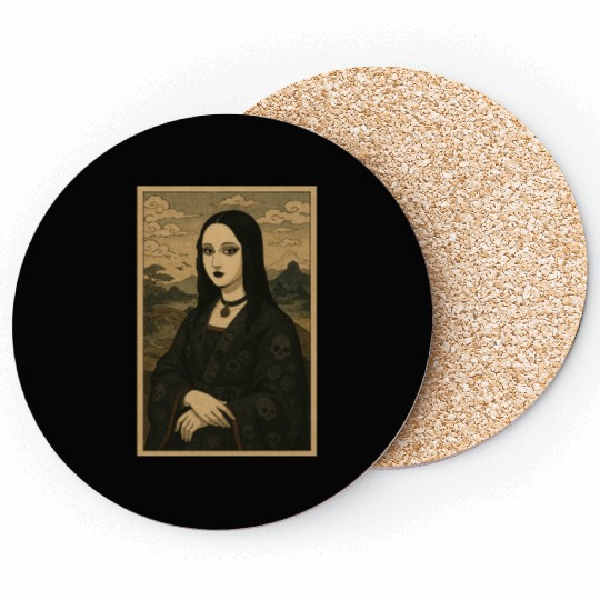 Gothic Geisha Mona Lisa Japanese Vintage Horror Coasters