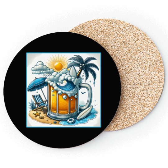 Beer Beach Design Coasters
