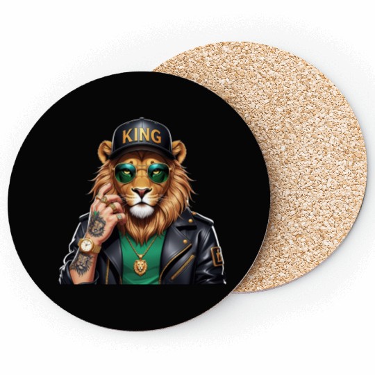 Swag King Lion – Cool Vector Animal Portrait Coasters