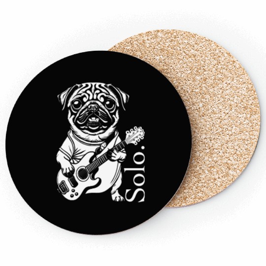 Pug solo. Dark colors Coasters