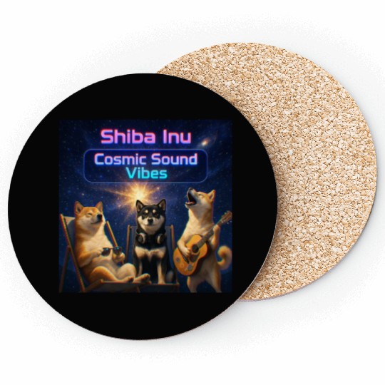 Shiba Inu Cosmic Sound – Chill Dog Band Coasters
