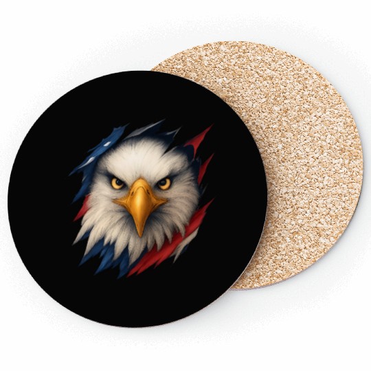 Fierce American Eagle Ripped Design Coasters
