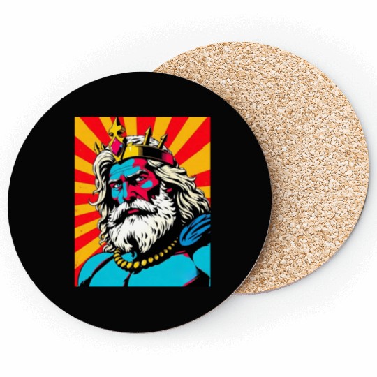 Bold Pop Art Zeus – Colorful Greek God Illustratio Coasters