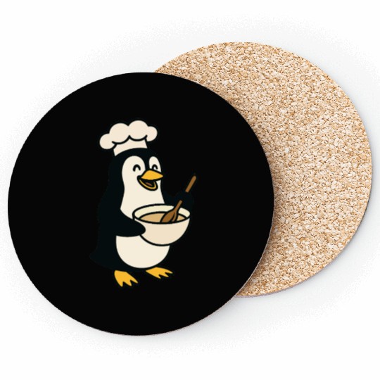 Adorable Cooking Penguin Chef Coasters