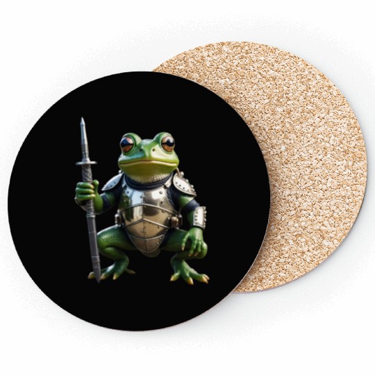 frog in medieval armor Coasters