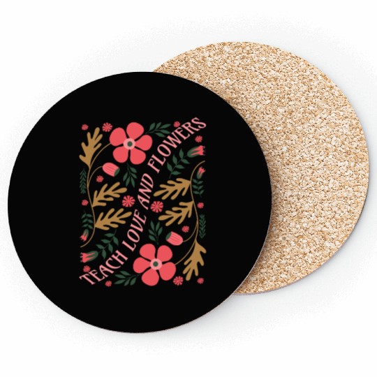 Tea Love and Flowers Floral Design Coasters