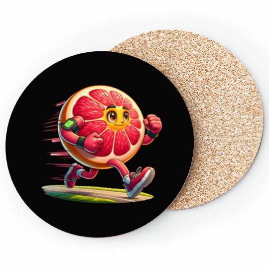 Running Grapefruit Power – Sporty Citrus in Motion Coasters