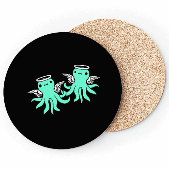 2 octopus angel team two friends wings halo flying Coasters