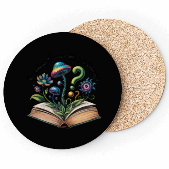 Reading Grows Weird Things Psychedelic Mushroom Coasters