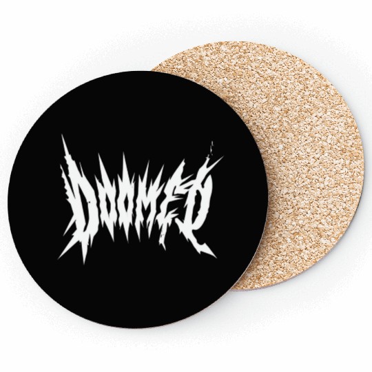 DOOMED, Black, Dark, Sharp, Metal, Gothic, Design Coasters