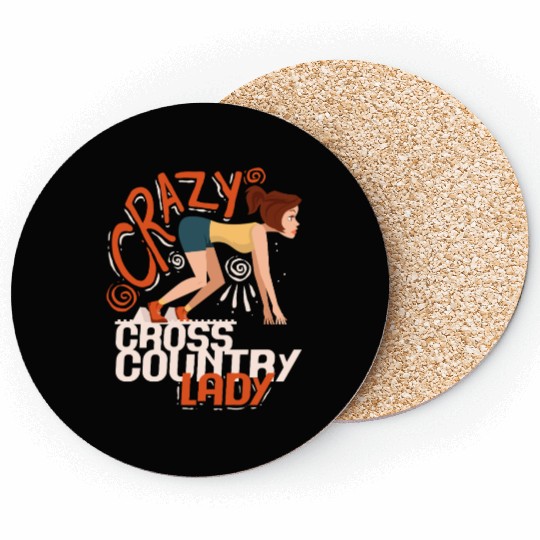 XC Running Crazy Cross Country Lady Coasters